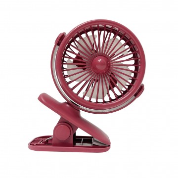 Mini 360° Portable Clip On Fan W/Light (Rechargeable) - Red