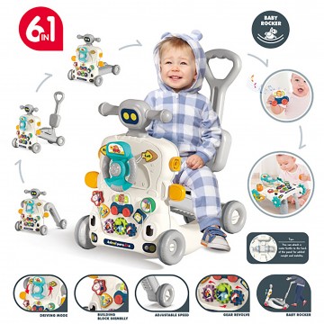 6 In 1 Multi Functional Baby Walker/Ride On/Pusher/Rocker/Scooter/Activity Table