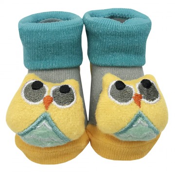 First Soks™ Fold Up Socks W/Rattle - Owl
