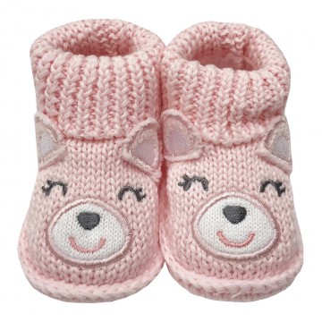 First Soks™ Fold Up Socks - Pink Bear